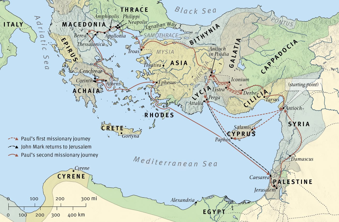 Map 13: Paul’s First and Second Missionary Journeys